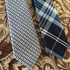 Neck Ties, Blue Houndstooth and Plaid, Lot of 2, NWOT